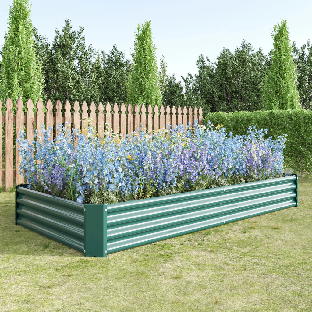 Aiuola rialzata in metallo verde per orto e giardino 232 × 113.5 × 30 cm