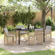 Set da Pranzo per Giardino 5 pcs Beige polyrattan 3380643