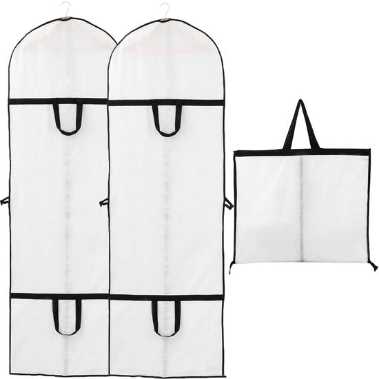Borsa per abiti Lunga, borse di alta qualità trasparenti, materiale respirante, per abiti da sera, giacche, camicie, costumi, 2 pezzi, 60x180 cm