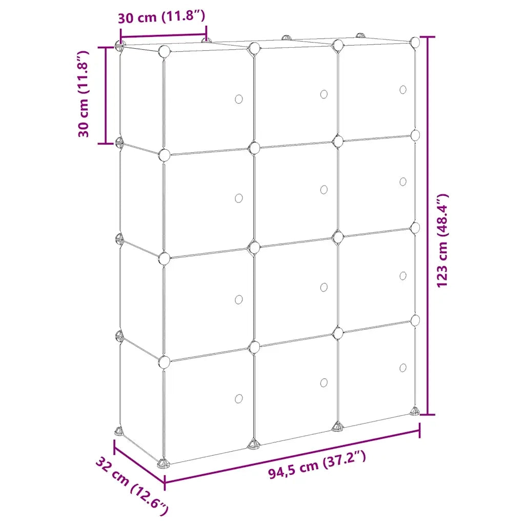 Contenitore a Cubo con 12 Cubi e Ante Trasparente PP CFW4776487