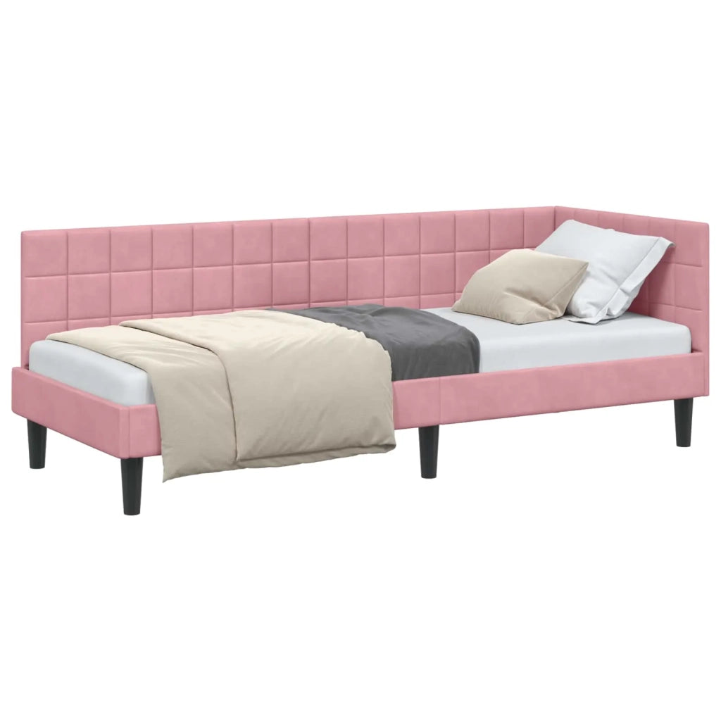 Cornice del letto ad angolo Rosa 80 cm x 200 cm Velluto