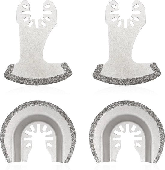 Accessori multitool 4 pezzi per rimozione di malta da giunti - set di terrazzino e martello da muratura.