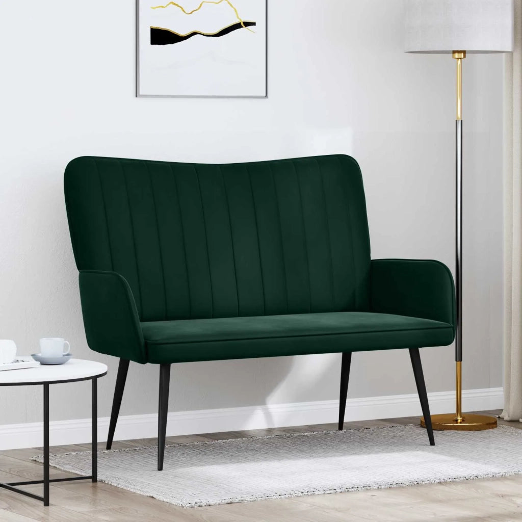 Sofa a Due Posti Verde Scuro 115 x 61 x 87 cm Velluto 42028962