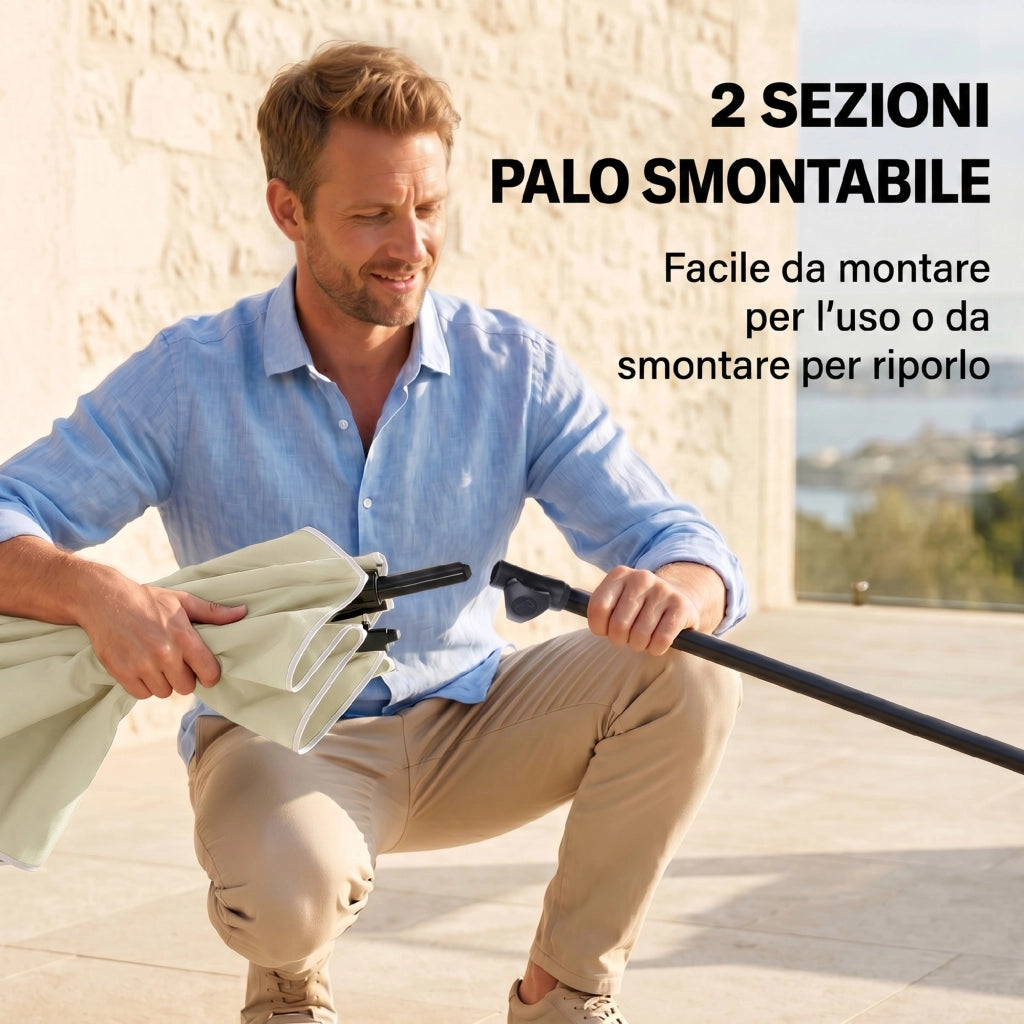 Ombrellone da Giardino Rettangolare ¨C zephmum ¨C Beige e Nero 2x1.3 m