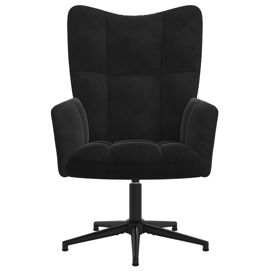 Poltrona Relax | Sedia Relax con Poggiapiedi Nero in Velluto