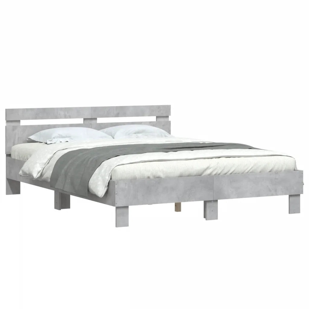 Giroletto con Testiera e LED Grigio Cemento 140x190 cm 3207563