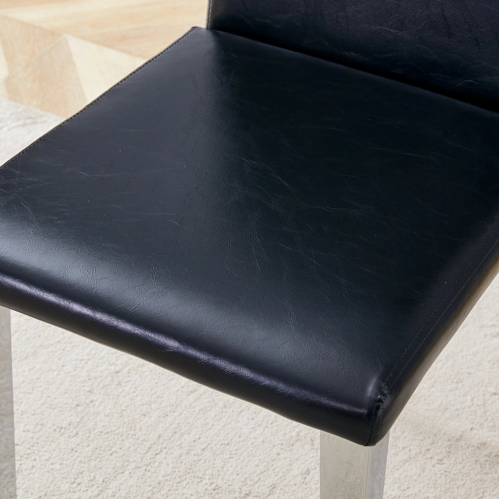 SEDIA da pranzo Set da 2 pezzi 90 cm nero e argento in PU e metallo