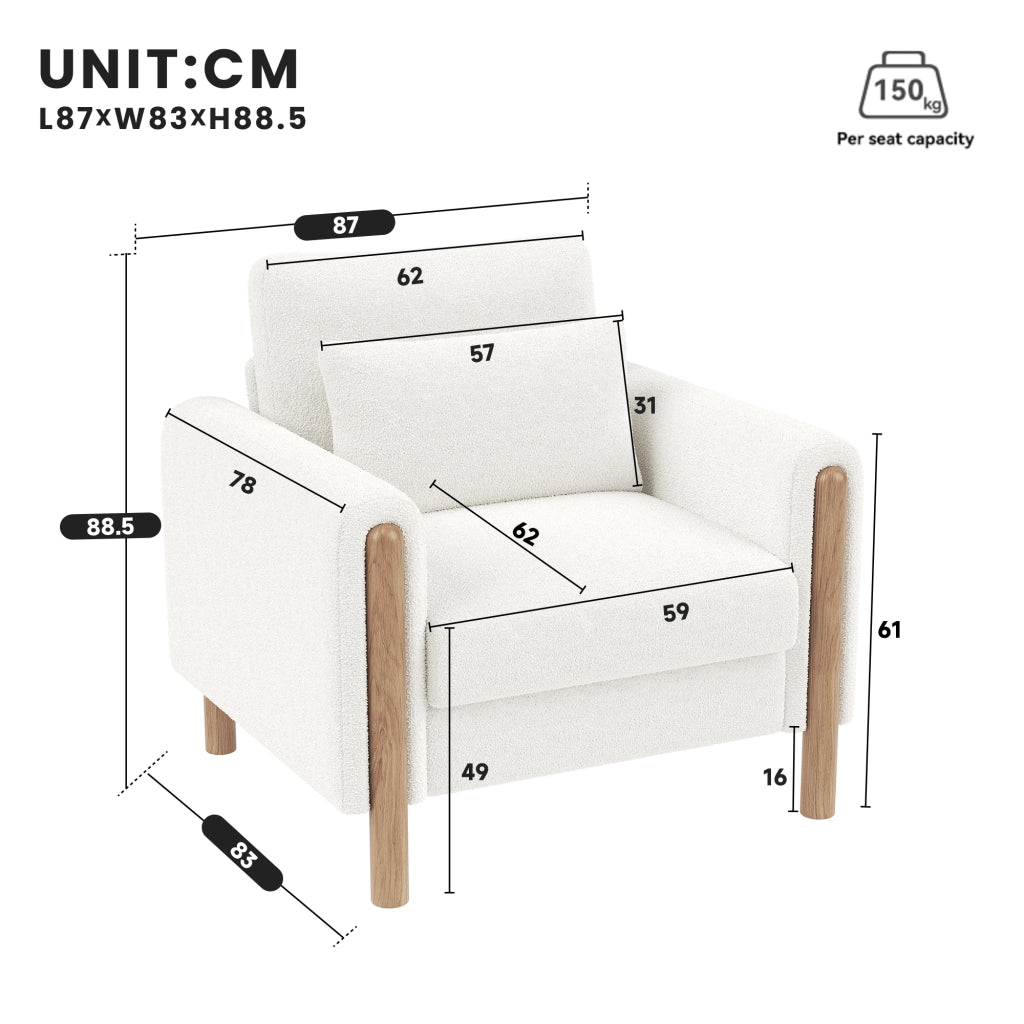 POLTRONA lounge 87x83x88,5 cm in Teddy bianco