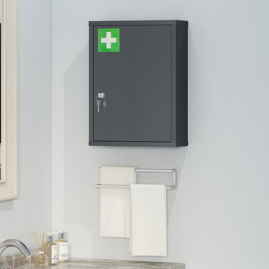 Armadietto Medicinali da Parete ¨C Xylo ¨C Acciaio 3 Ripiani con Serratura 40x15x53,5cm Grigio