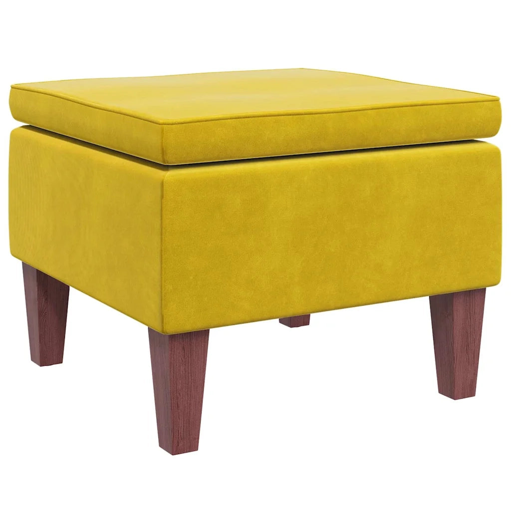 Poggiapiedi con Gambe in Legno Giallo in Velluto cod mxl 48240