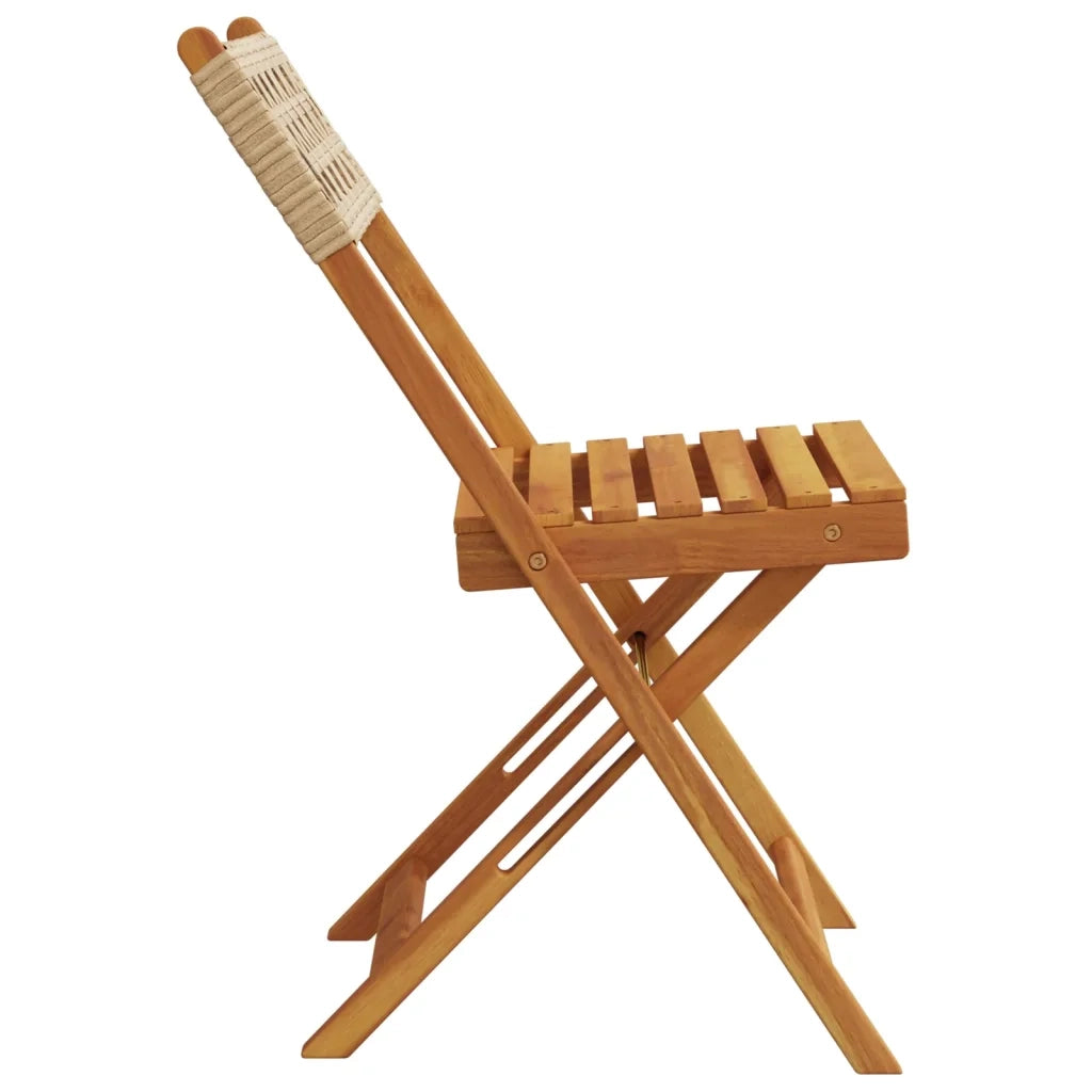 Sedie Giardino Pieghevoli 6 pz | Sedie da Esterno Beige Polyrattan e Legno Massello