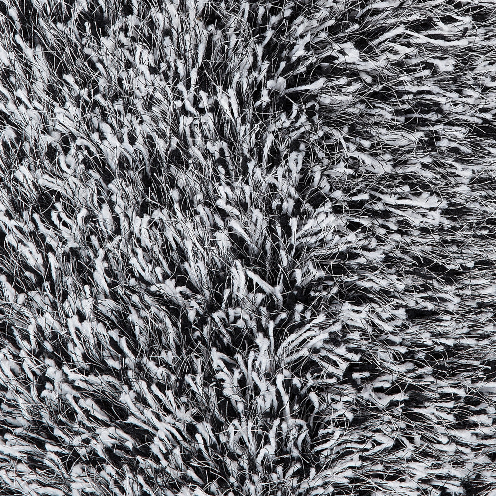 Tappeto Shaggy Tappeto a pelo lungo Solido Poliestere Bianco e Nero Rotondo 140 cm