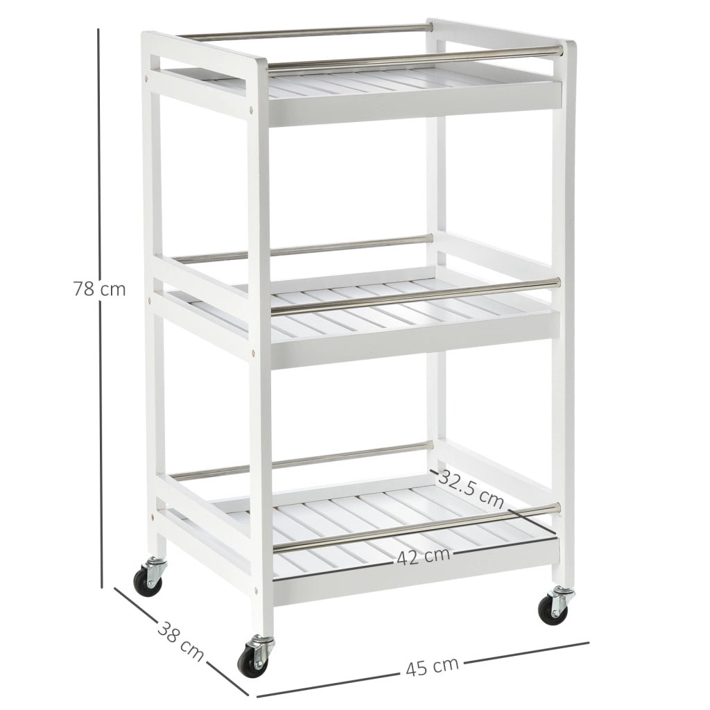 Carrello da Cucina Portavivande in Legno ¨C zephmum ¨C 45x38x78, Bianco