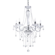 Lampadario in cristallo color argento 185 cm trasparente a 5 fuochi