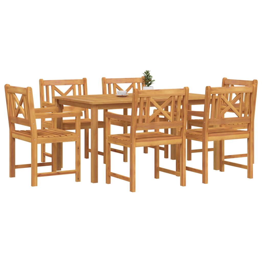 Set da Pranzo da Giardino 7 Pezzi in Legno Massello di Acacia