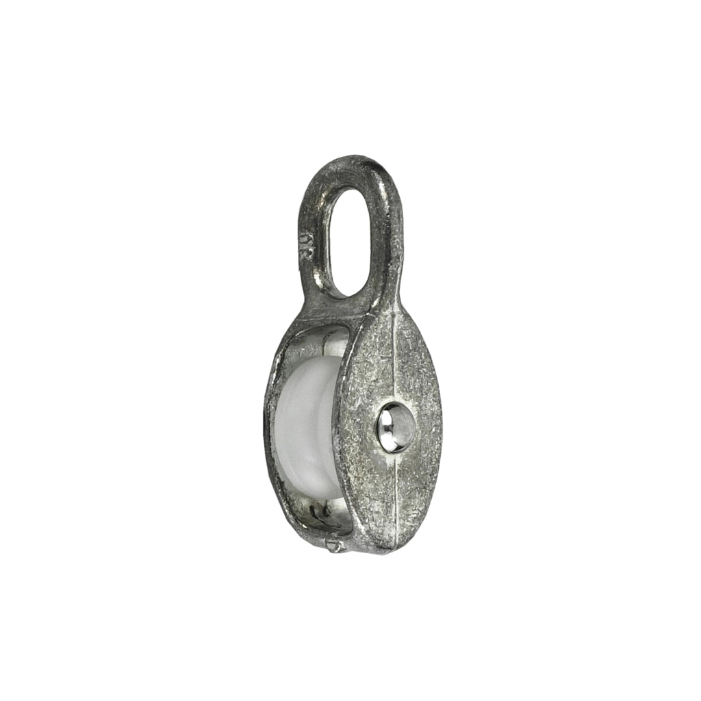 Carrucola ad 1 gola in lega di zinco e poliammide per funi Ã˜ 9 mm.
