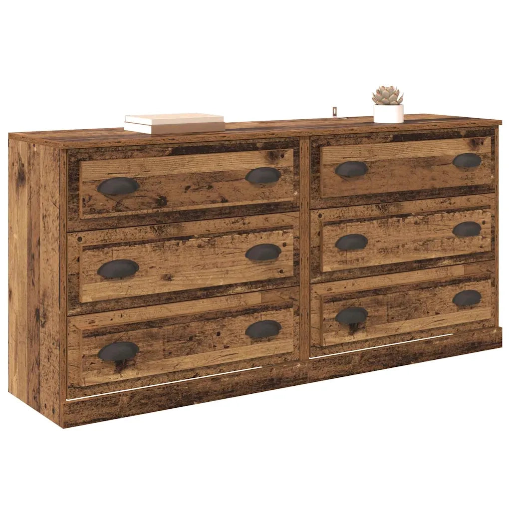 Credenza | Sideboards con cassetto 2 pcs Legno vecchio 70 x 35,5 x 67,5 cm