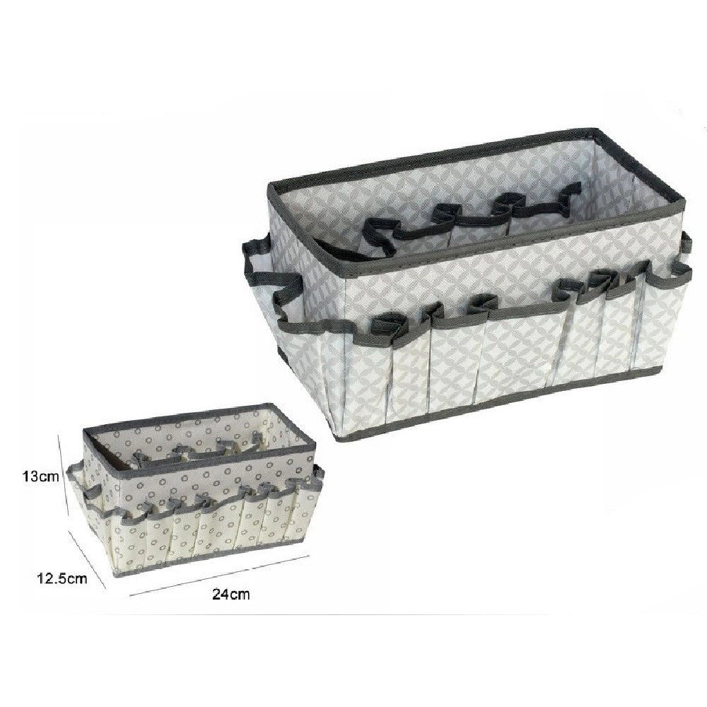 Trade Shop - Portaoggetti Tessuto Organizer Contenitore Scatola Multitasche 24x12.5x13cm 53033a -