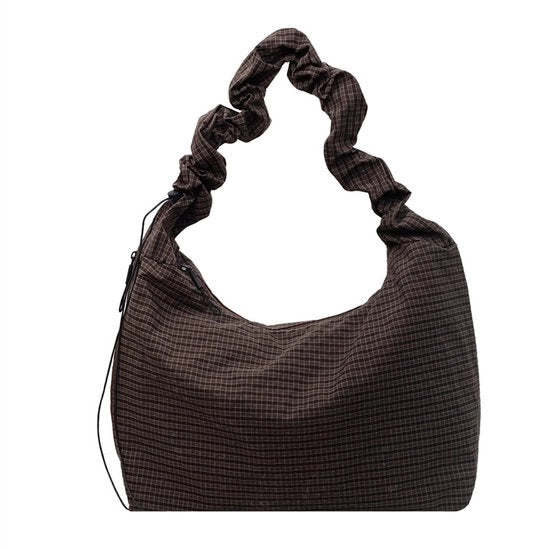 Borsa da spalla in tela di canapa con disegno a scacchiera per donne – Grande borsa da viaggio nonchalante – Leggera e duratura per spostamenti di lavoro e weekend