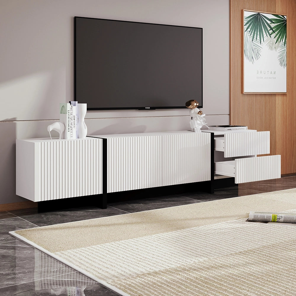 Mobile TV 3 Porte 2 Cassetti - Xylo - Panello particelle Bianco+Nero