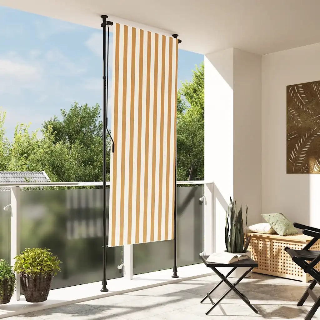 Tenda a Rullo Esterno-Tenda avvolgibile Arancio Bianca 100x270cm Tessuto Acciaio