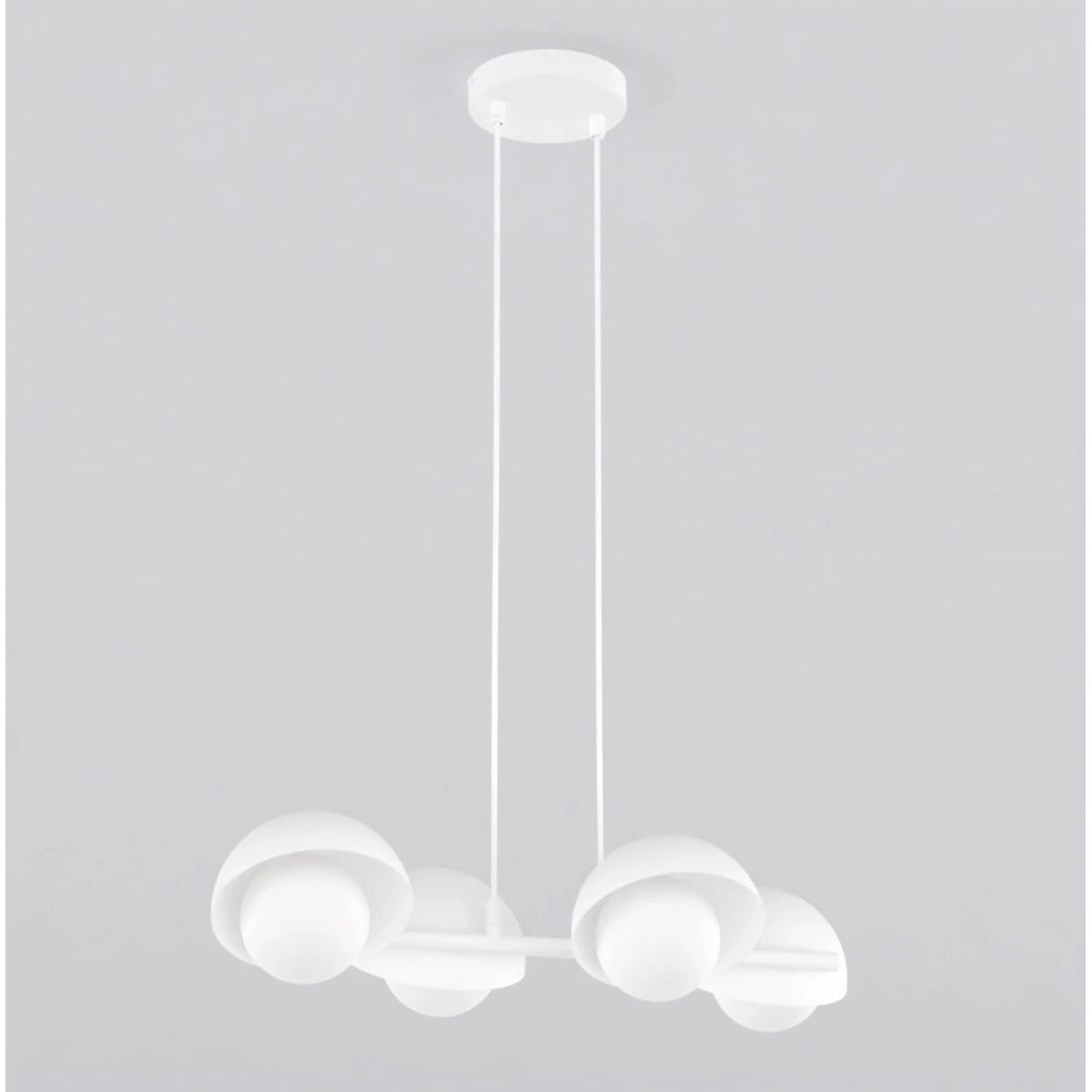 Lampada a sospensione BOOM a quattro luci in acciaio bianco opaco