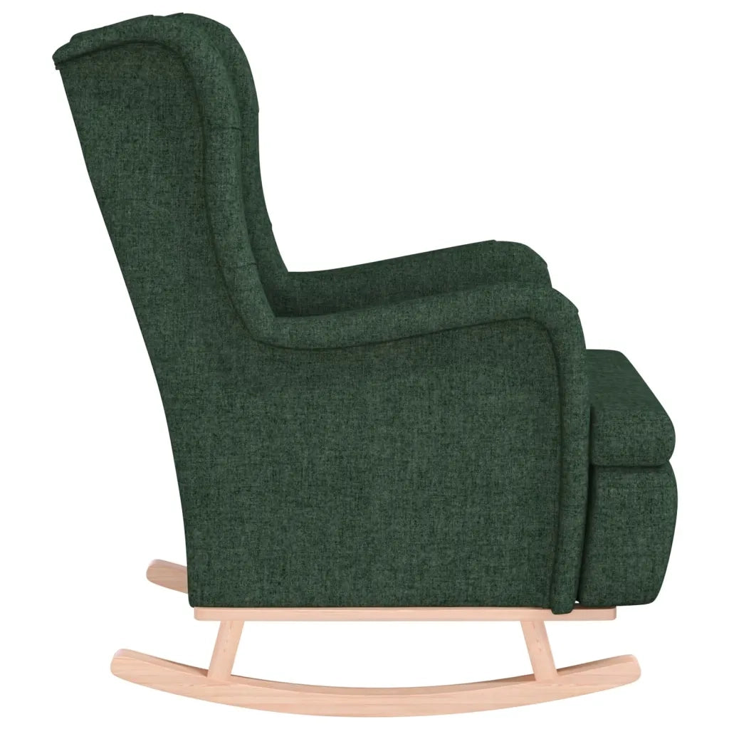 Poltrona Gambe a Dondolo Legno di Gomma Verde Scuro in Tessuto 329411