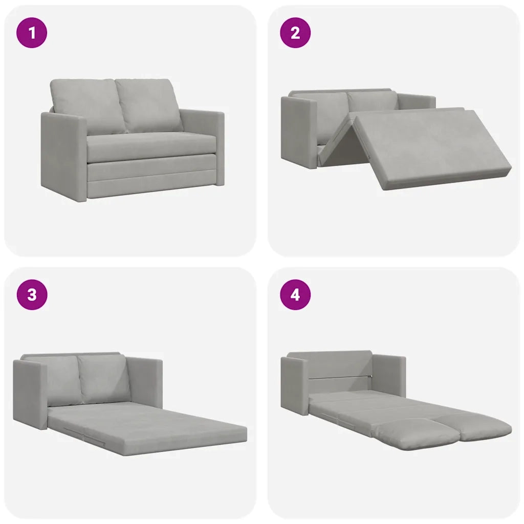 Divano Letto da Terra 2 in 1-Sofa Letto-Daybed Grigio Chiaro 122x204x55cm Velluto