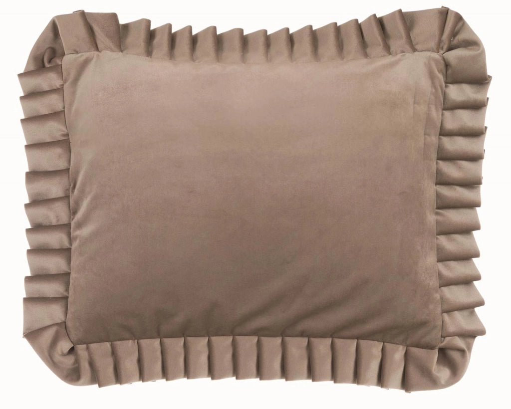 Cuscino Velluto con Gale Shabby Chic Balza Romantico Letto Divano Blanc Maricò Colori: Tortora