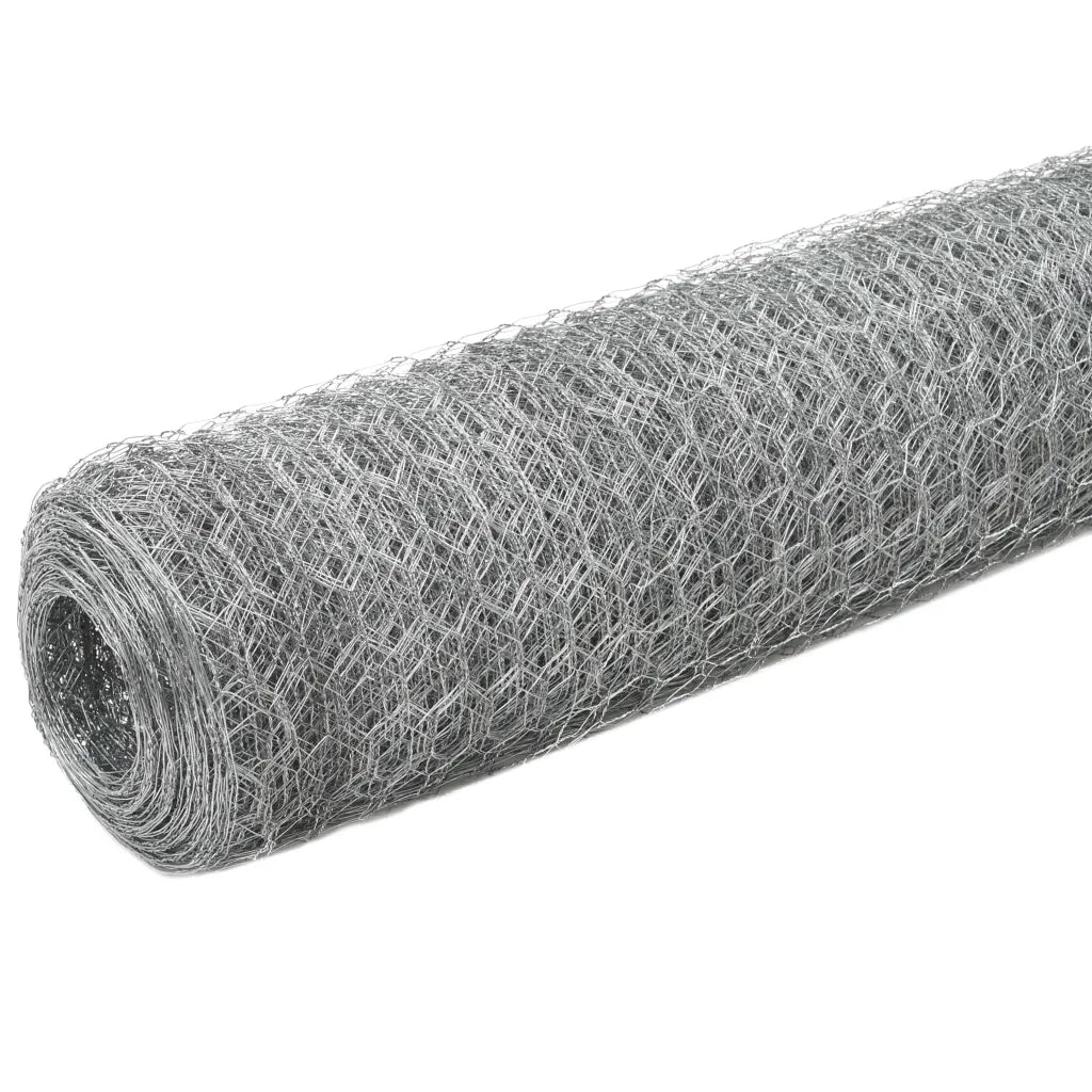 Recinzione in Rete per Pollaio Acciaio Zincato 25x1,2m Argento 143324