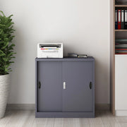 Armadietto da Ufficio Rieti 90x40x90 cm Ante Scorrevoli - Grigio scuro [en.casa]