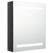 Armadietto Bagno | Armadio da bagno con Specchio e LED Nero Lucido 50x14x60 cm