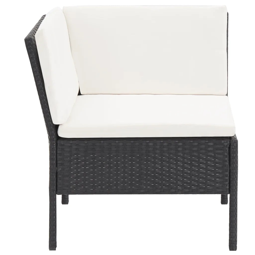 Set Divani da Giardino 6 pz | Set Salotto da Giardino con Cuscini in Polyrattan Nero