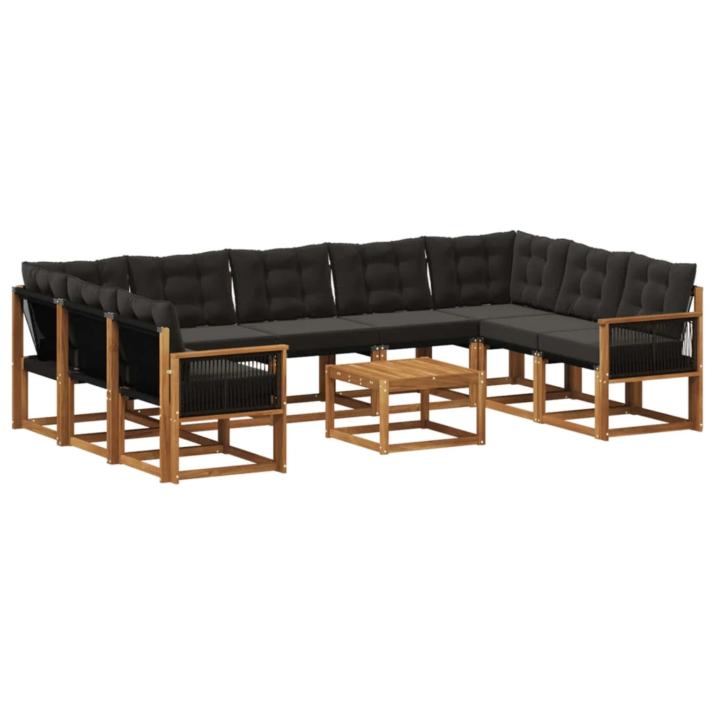 Set di divani da esterno 10 pz Naturale e Nero 3382224