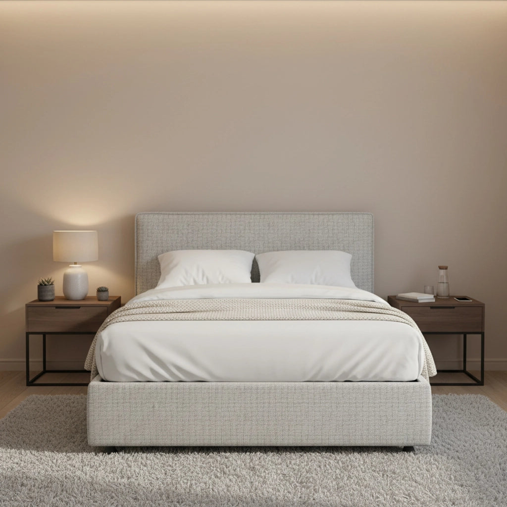 Widnes, Letto Matrimoniale Sfoderabile Made in Italy, Grigio Chiaro
