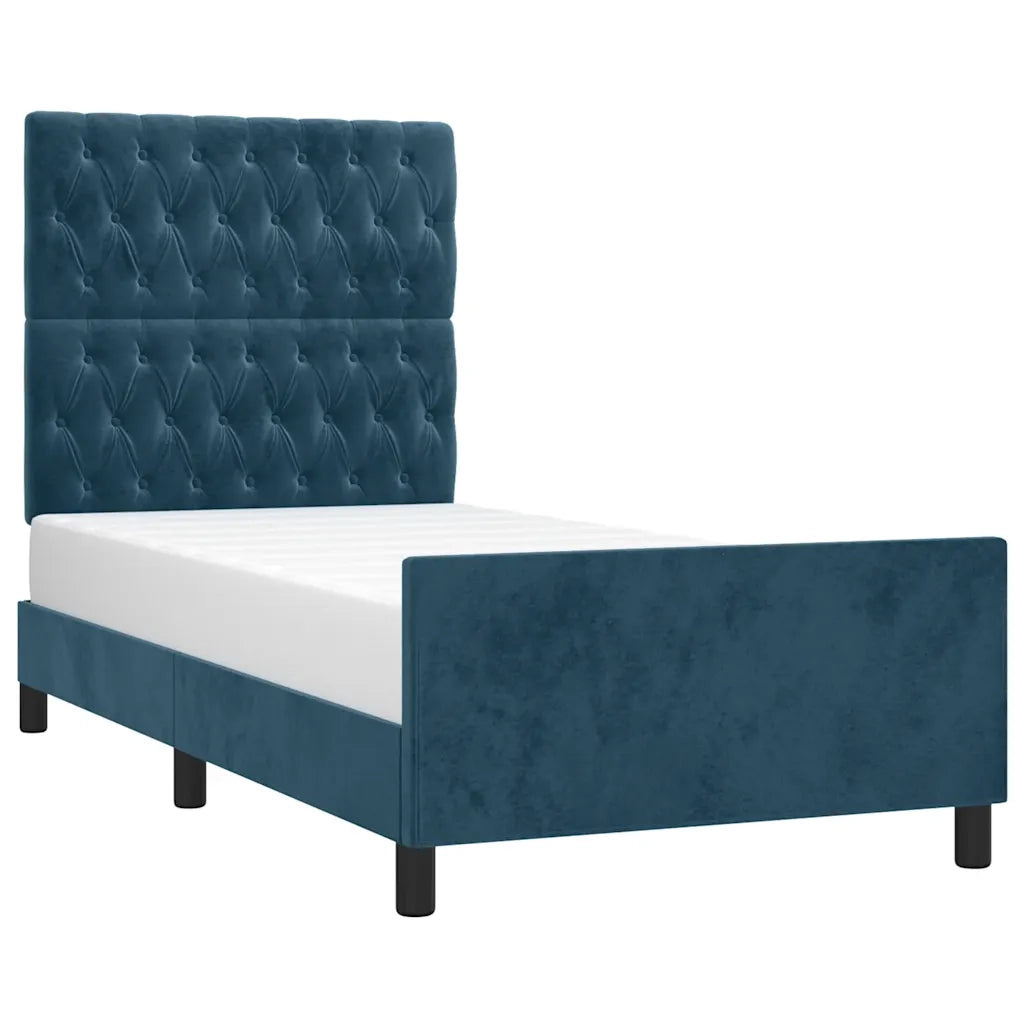 Giroletto senza Materasso Blu Scuro 90x190 cm in Velluto