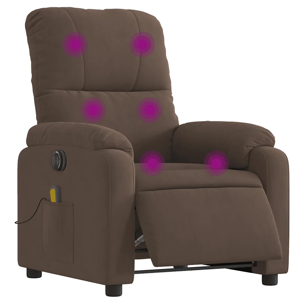 Poltrona Reclinabile Massaggiante | Sedia Relax Elettrica Marrone Microfibra