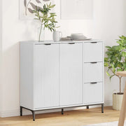 Credenza-Buffet-Armadio da cucina Bianco lucido 89.5 x 33 x 82 cm Legno multistrato