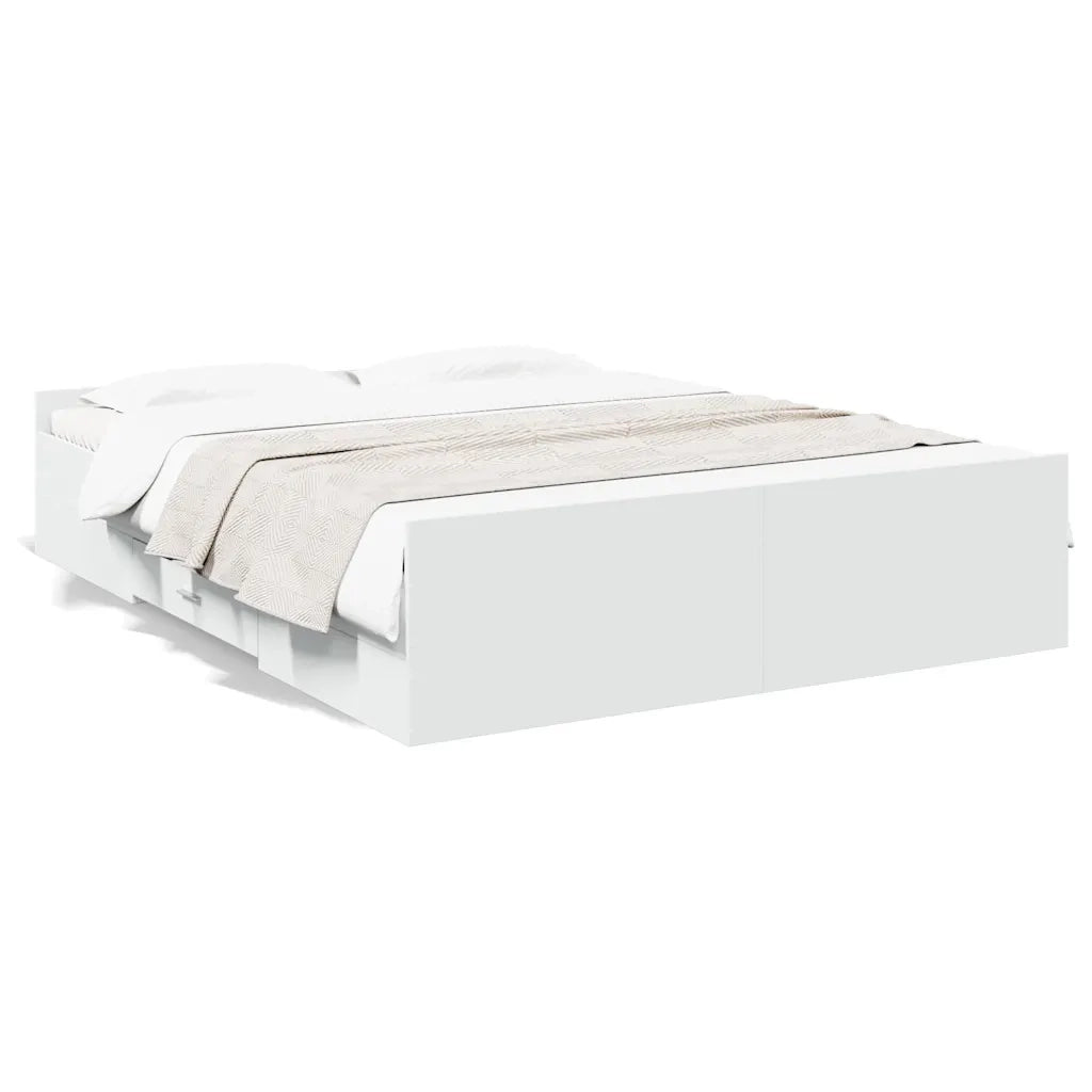 Giroletto con Cassetti Bianco 160x200 cm in Legno Multistrato 3280279