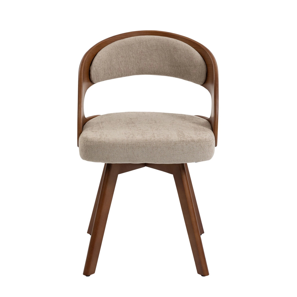 Sedia da Pranzo Girevole in Legno con Cuscino ¨C Xylo ¨C Schienale Curvo, Tessuto Cotone Lino