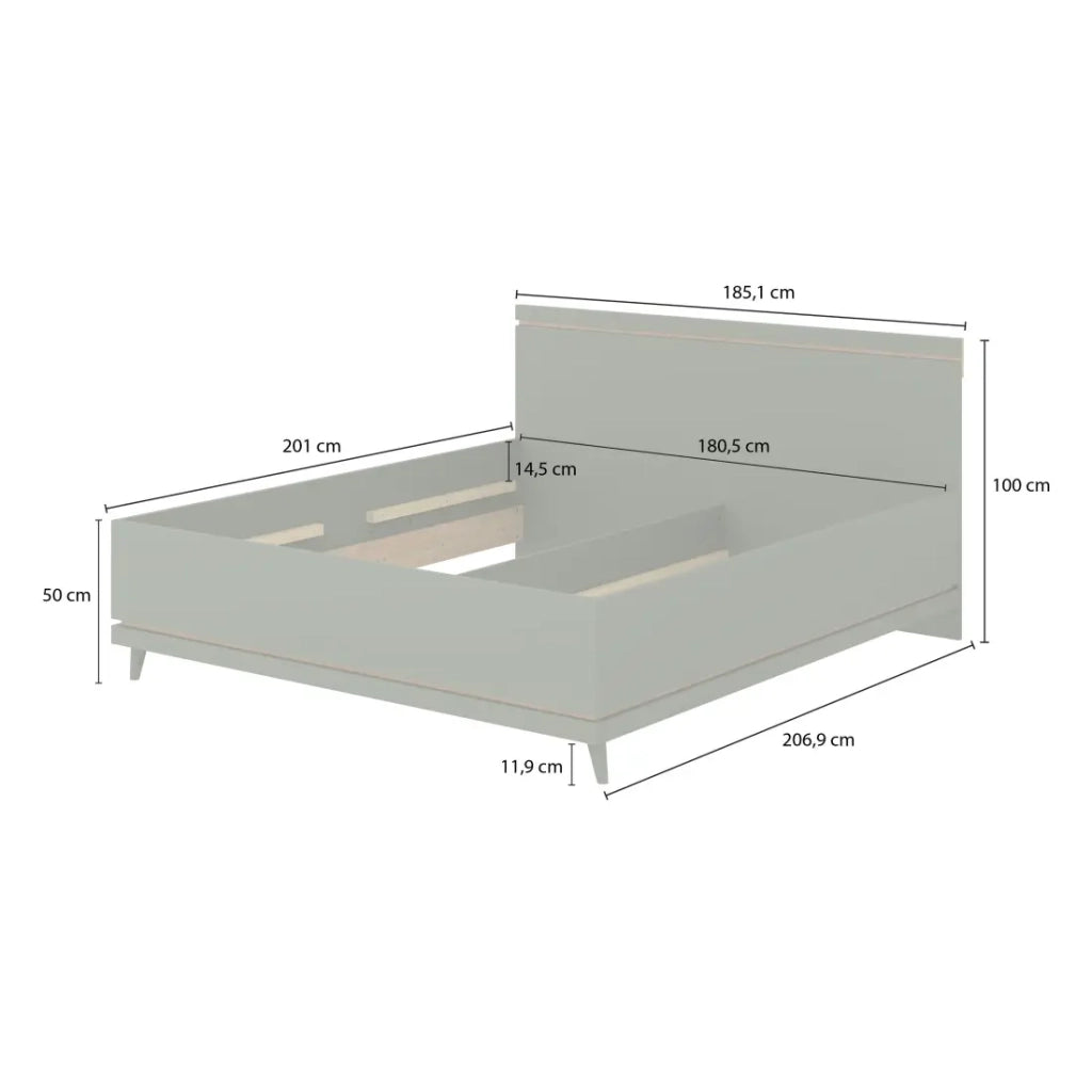 Letto con doghe NOKI – 180x200 cm verde e legno – Stile scandinavo