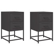 Set di 2 Comodini | Armadio da Notte | Mobiletto da notte Neri 36x39x60,5 cm in Acciaio