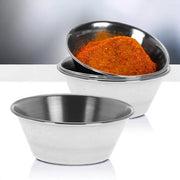 Set di contenitori 4 pezzi, contenitori in acciaio inossidabile piccoli, Ø 6 cm (50 ml), stivabile e multifunzionale, cottura, cottura, servizio, preparazione, bagno di acqua e stoccaggio spaziale risparmiato