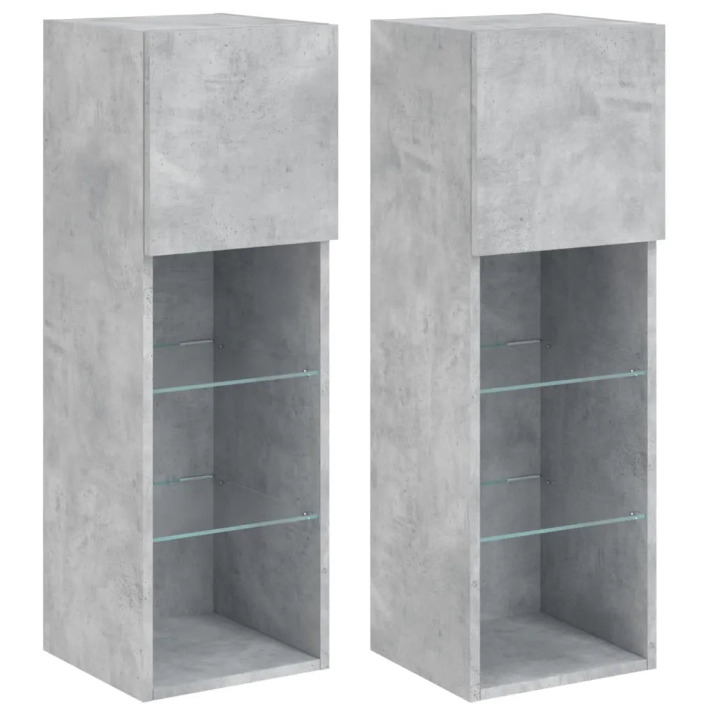 Mobili TV con Luci LED 2pz Grigio Cemento 30,5x30x90 cm 837008