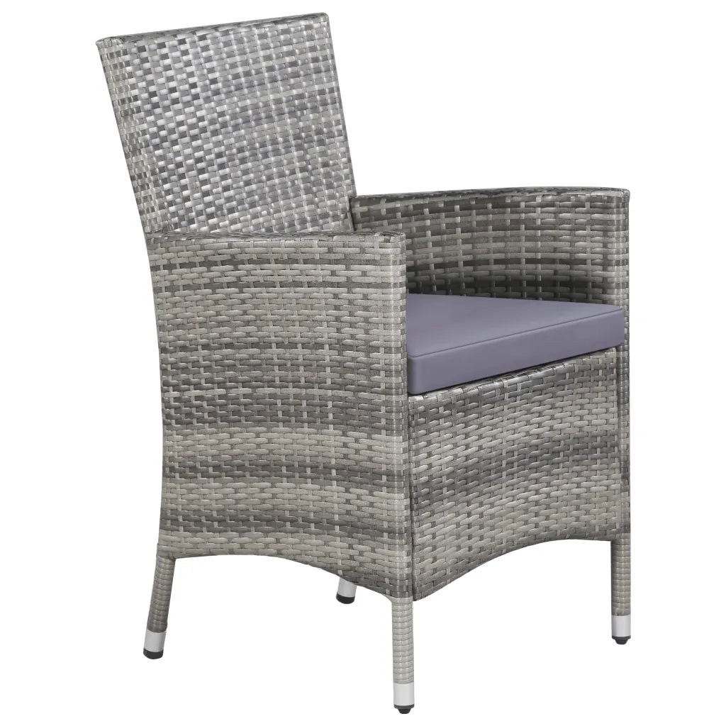 Set da Pranzo da Giardino 11 pz con Cuscini Polyrattan Grigio 43957