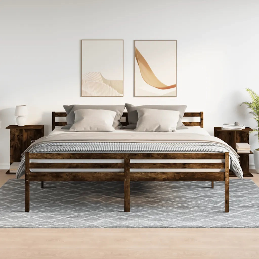 Comodini 2 pz-Set di 2 Tavolino da notte Rovere Fumo 46,5x29x61 cm in Legno Multistrato