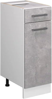 Mobiletto base per cucina R-Line, Calcestruzzo, 30 cm senza piano di lavoro, per la libera combinazione all'interno di sistemi cucina modulari