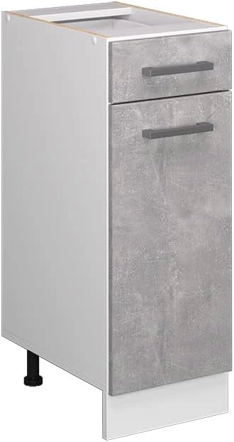 Mobiletto base per cucina R-Line, Calcestruzzo, 30 cm senza piano di lavoro, per la libera combinazione all'interno di sistemi cucina modulari