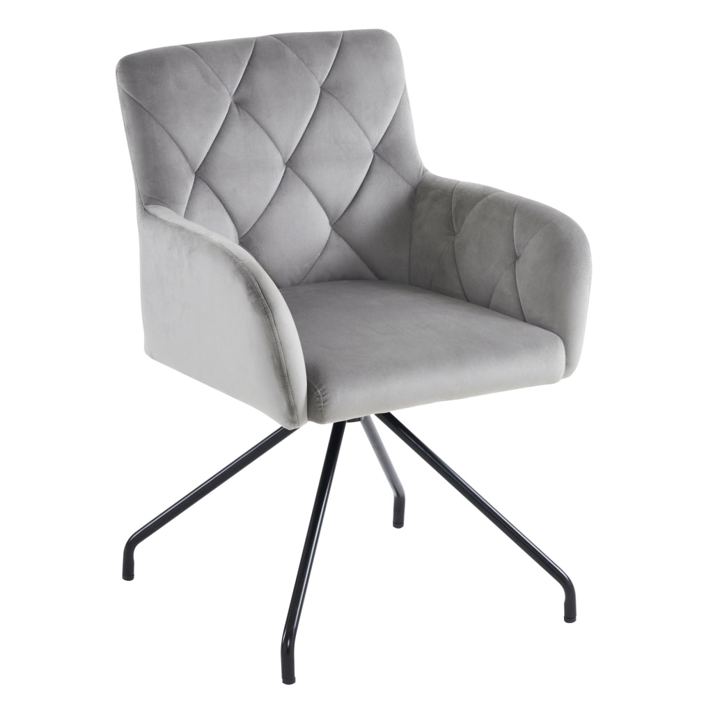 Set da 2 sedie da pranzo imbottite in velluto grigio chiaro con gambe in metallo