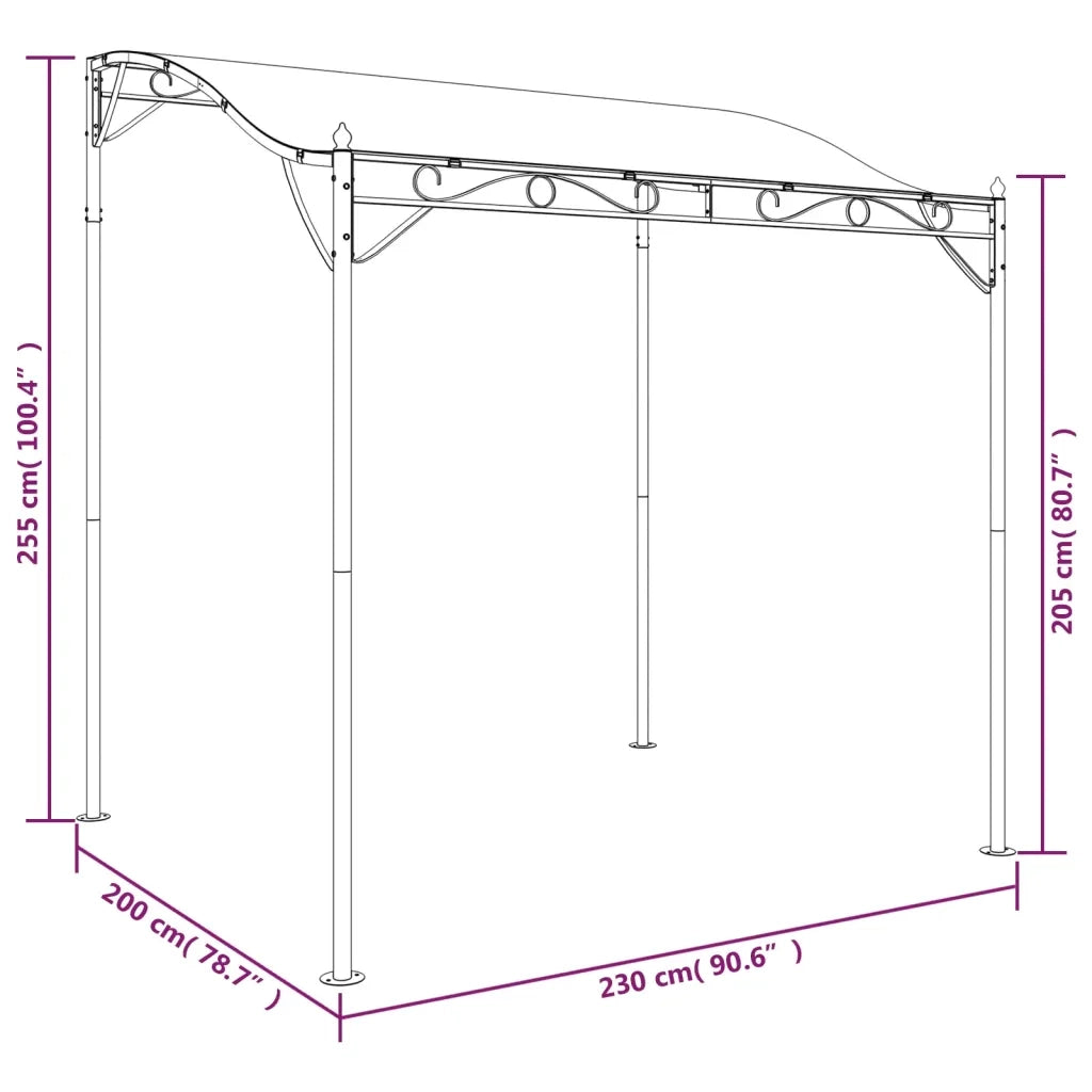 Tettoia Antracite 2x2,3 m 180 g/mÂ² Tessuto e Acciaio